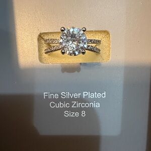 Brilliance Fine Silver-Plated CZ Ring in Silver
